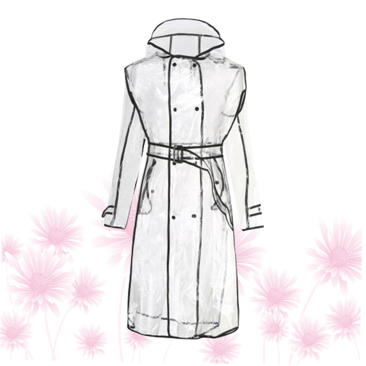 Trasparente con Giacca Antipioggia Leggera Long con Cappuccio Rainwear e Resistente Xl