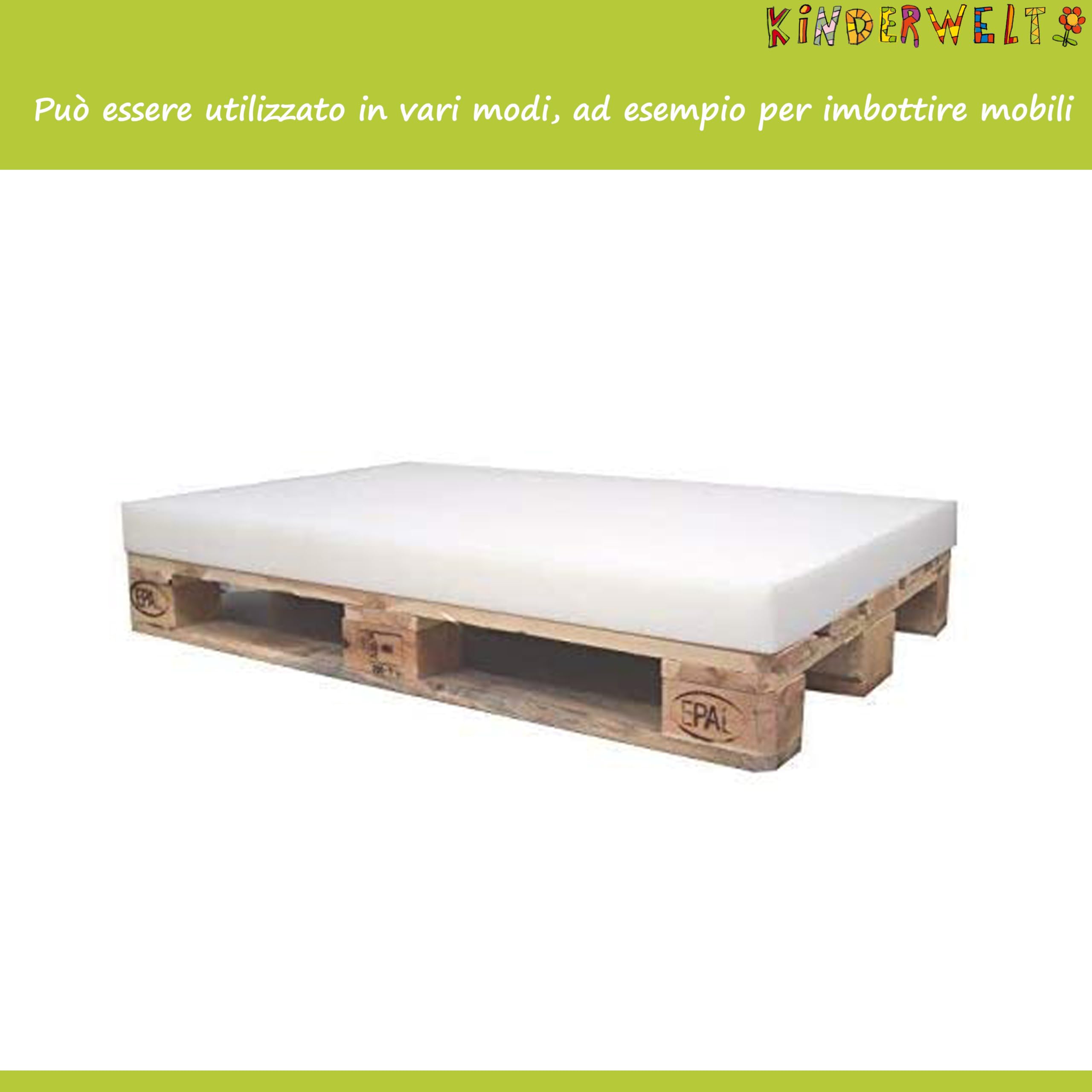 KiNDERWELT 1 x Tappetino Schiuma per Euro-Palette 120 x 80 x 8 cm Senza Gamma