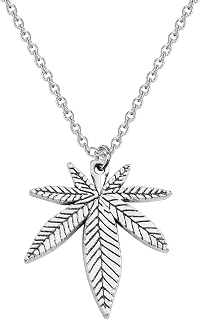 Marijuana Pendant Necklace Weed Leaf Necklace with Card Cannabis Jewelry Weed Lovers Gifts for Women Stoner Gifts