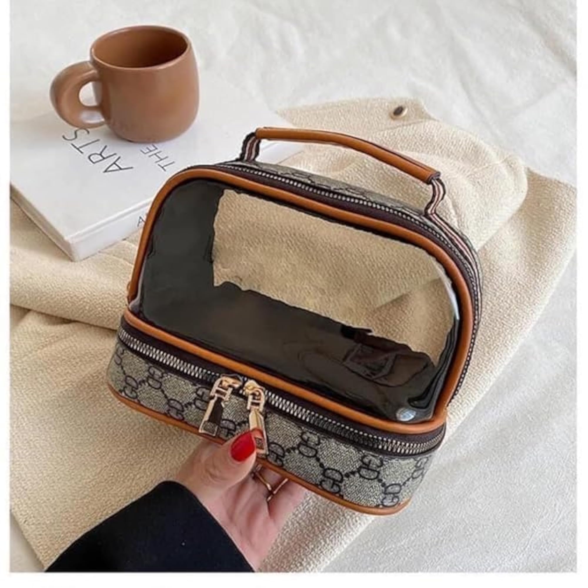 Double Layer Water Resistant Travel Cosmetic Bag, Clear Pouch