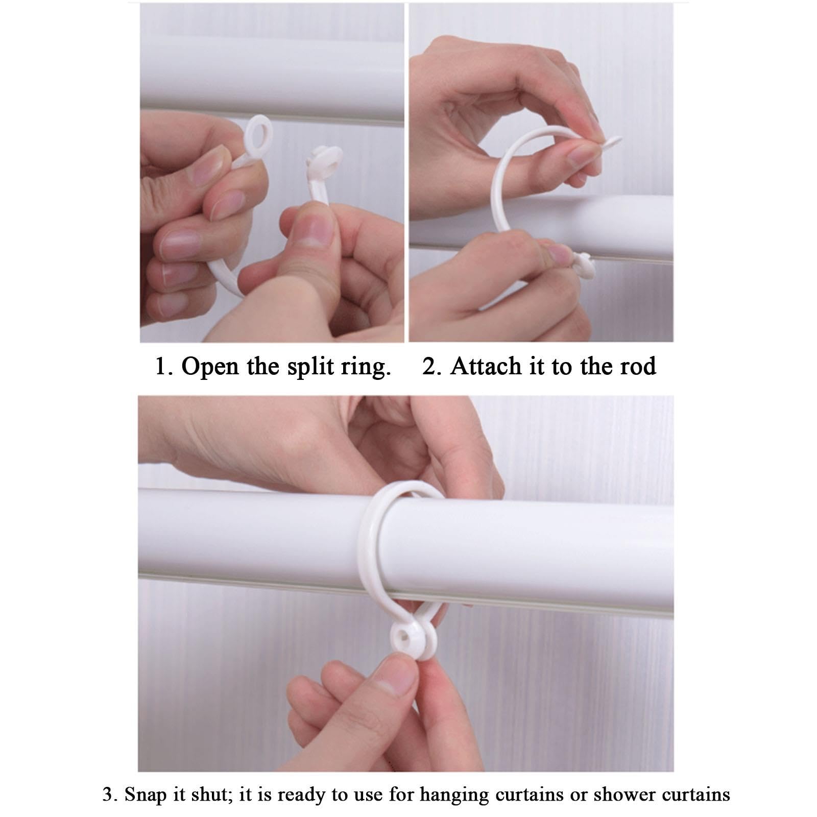 Anillos de Cortina Blancos con Ojales, Anillos Colgantes de Cortina