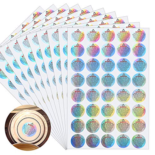 400 Pieces Holographic Candle Warning Labels 1.2 Inch Wax Melting Safety Stickers for Candle Making