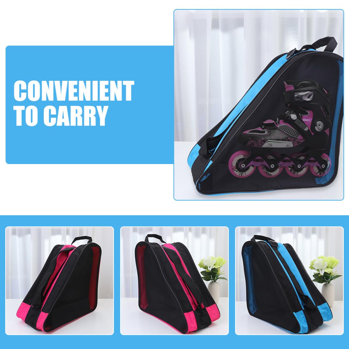 2 Stück Rollschuhtasche Rucksack aus Oxford Gewebe mit Reißverschluss Verschleißfest für Schultertasche zum Aufbewahren und Transport von Rollschuhen und Inlineskates