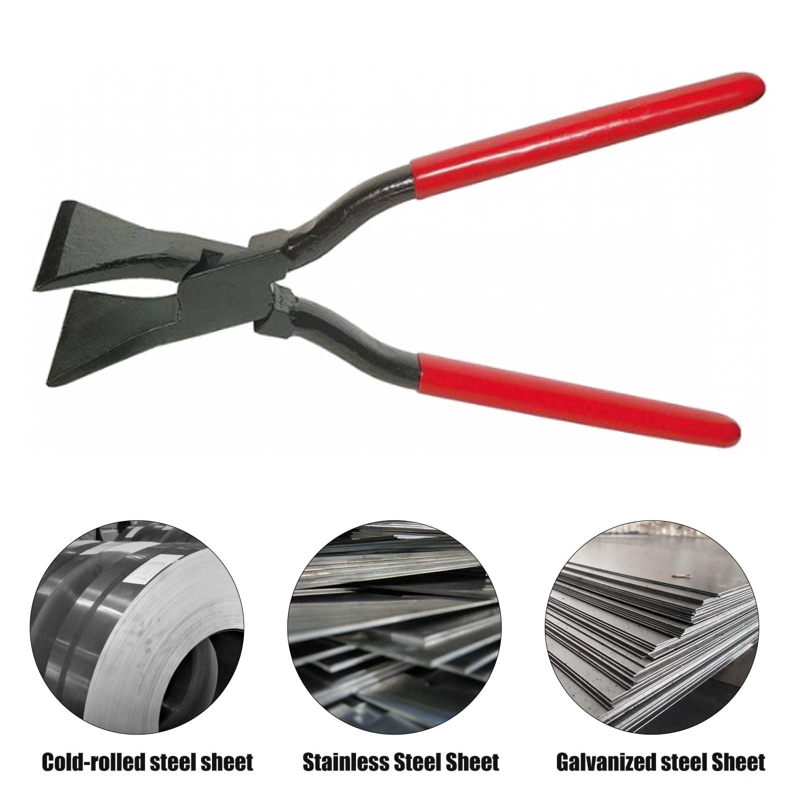 GBKDQQ Alicates de plegado, 180°, ancho de 60 mm, alicates de pliegue de chapa, herramienta con mango antideslizante, herramienta de techado probada para bricolaje, color rojo