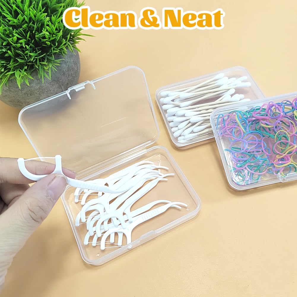 Viaje Dispensador de algodones, 2 paquetes pequeños portátiles contenedor de hisopos de algodón plástico transparente soporte para bastoncillos de algodón para almacenar bolas de algodón, hilo dental