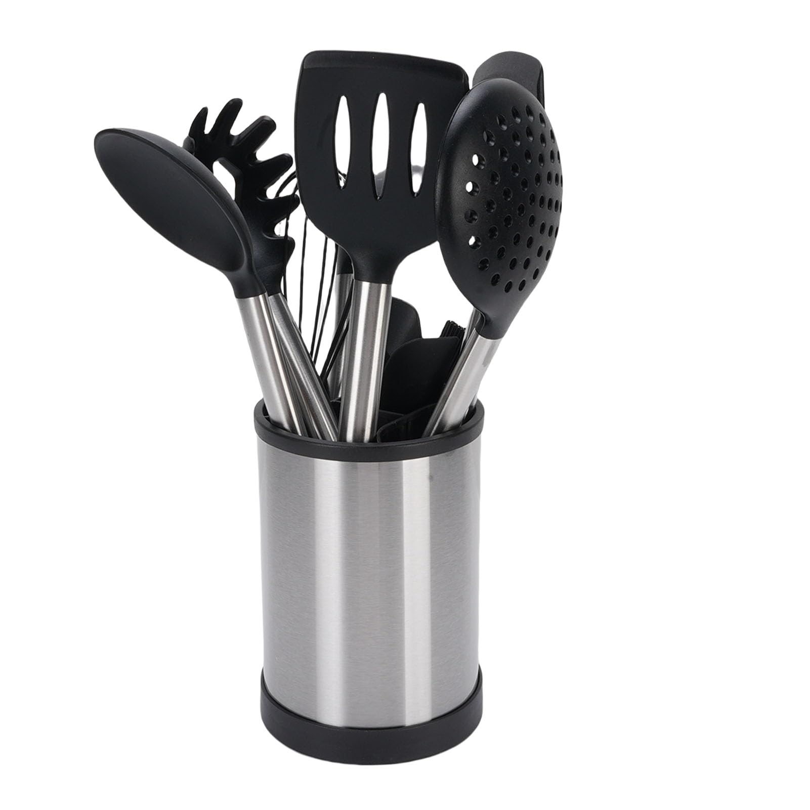 Conjunto Utensilios Cocina, 10 Piezas Cocina Acero Inoxidable Juego Utensilios con Espátula, Tornero Ranurado, Cuchara, Batidor, Cepillo, Ladra, Lavavajillas, Ergonómico