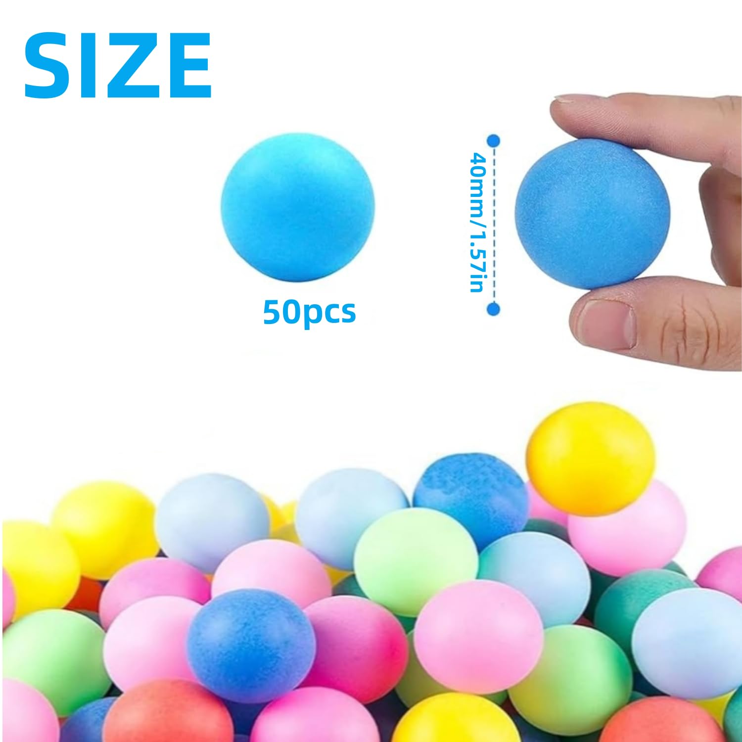 Pelotas de Ping Pong,50 Piezas 40 mm Color Pelotas de Ping Pong Plastico Pelota Ping Pong Pelota Ping Pong estándar para Adultos y Niños Mezcla de Colores - 2