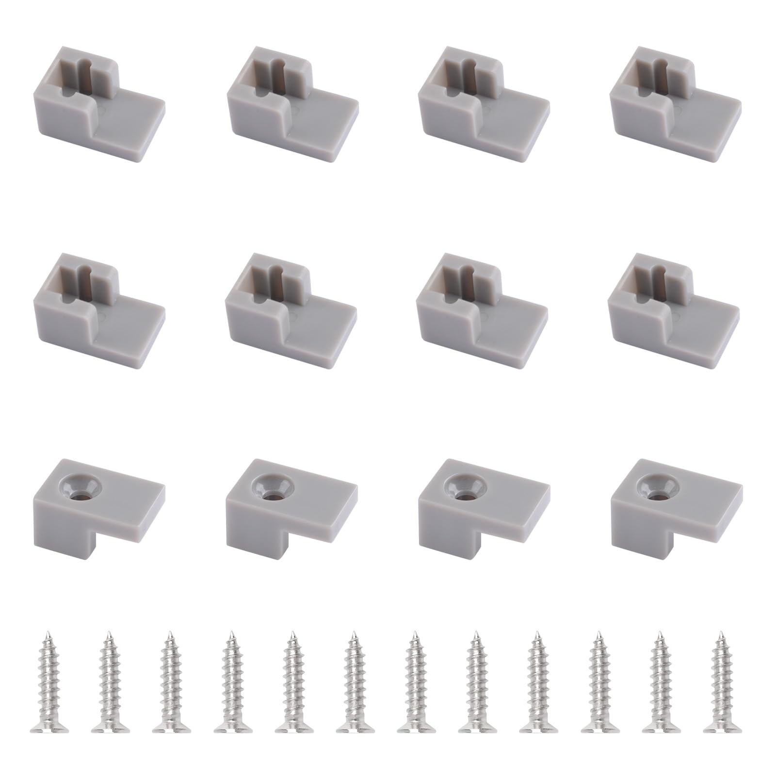 INCREWAY 12PCS L-Shaped Glass Clamp Gray Partition Glass Clip for Partitioning Bathroom Doors Plastic Clip Accessories Suitable for Transparent Shower Sliding Doors