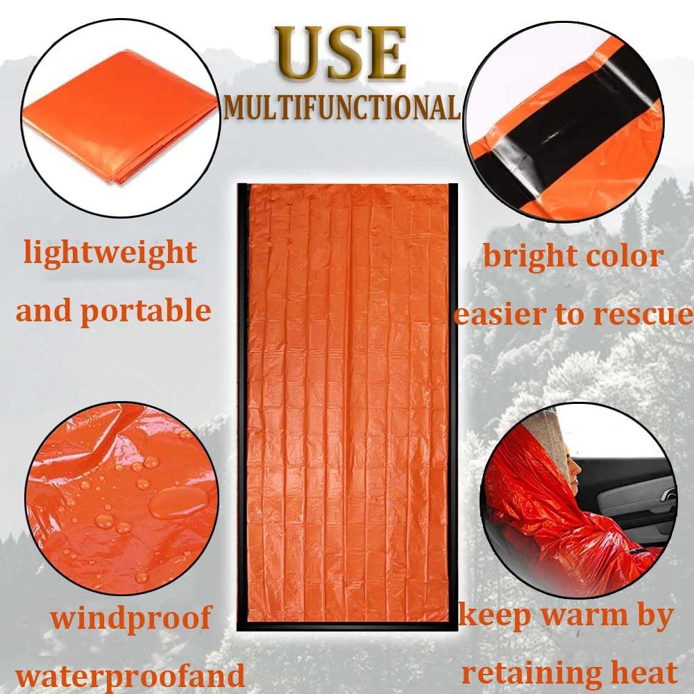 2 PCS Sacco a Pelo d'Emergenza Coperta di Sopravvivenza Riutilizzabile Bivvy di Sopravvivenza Leggero Campeggio Coperta di Isolamento Termico di Primo Soccorso per Campeggio, Escursionismo