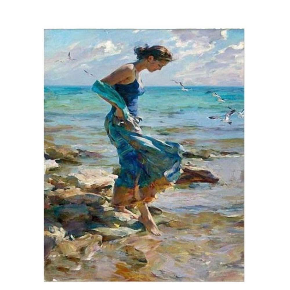 Peinture par numéro fille bricolage 40x50cm sur toile sans cadre pour décoration moderne