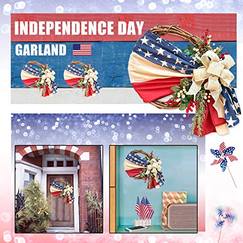 AOJIAN Independence Day Patriotic Wreath for Front Door, Simulation Artificial Garland Hanging Wreath and Veterans Day Decoration (A-Multicolor)