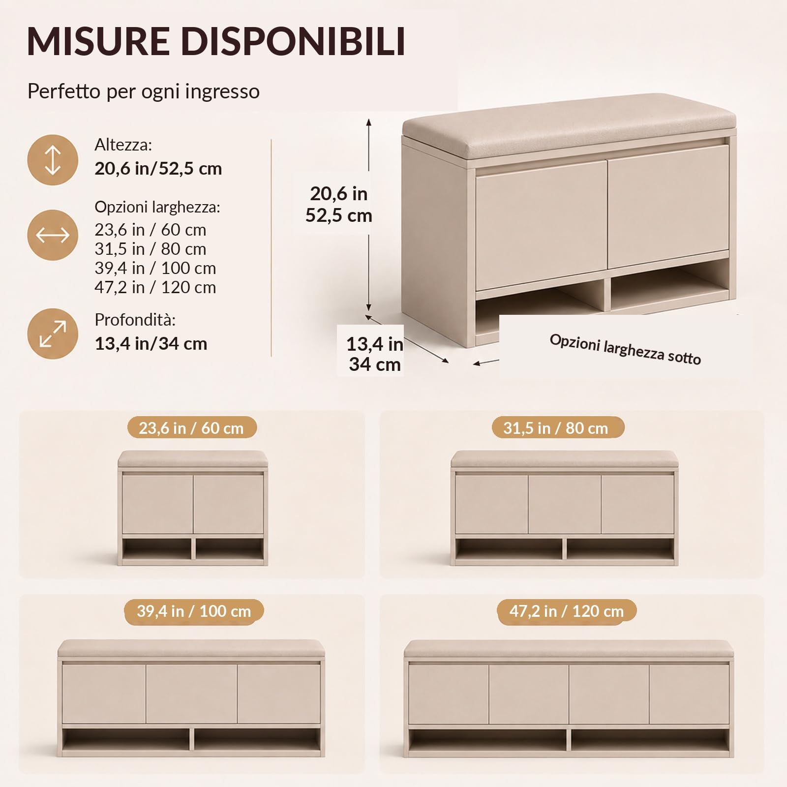 Panca Scarpiera da Ingresso con Seduta Imbottita e Ante