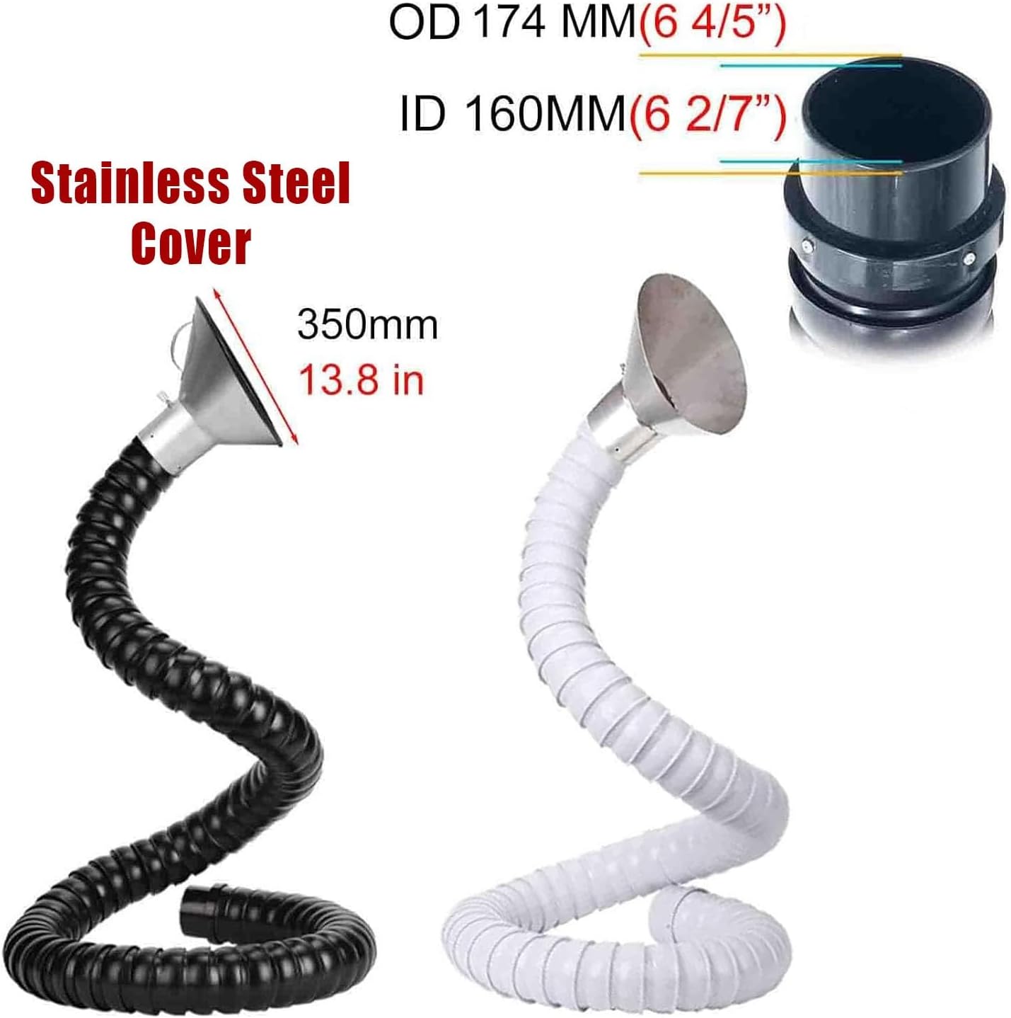 3ft Flexible Smoke Extraction Hose, 360° Adjustable Air Extractor for Laser Engravers, Soldering Fumes, Welding Marking – 160mm Diameter, Ideal for Labs and Workshops