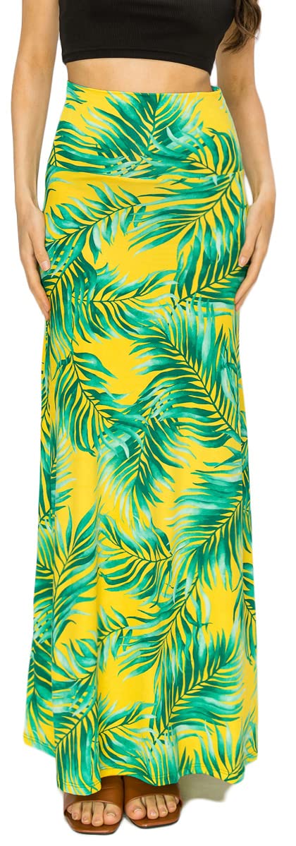 URBAN K Womens Basic Foldable High Waist Regular and Plus Size Maxi Skirts