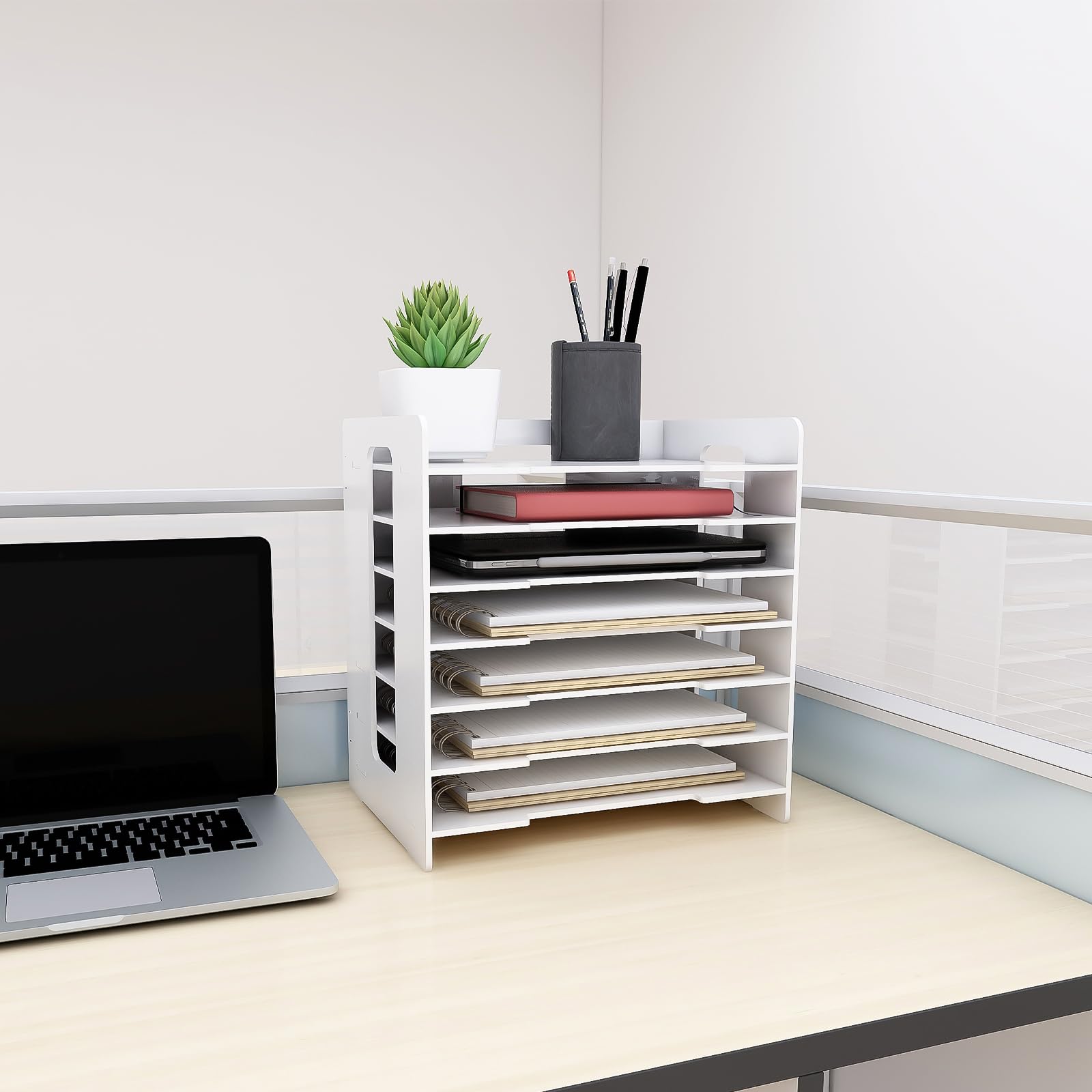 OHMG 7 Niveaux Organiseur de Bureau A4 Banette Trieur Casier Module de Rangement pour Bureau à Domicile