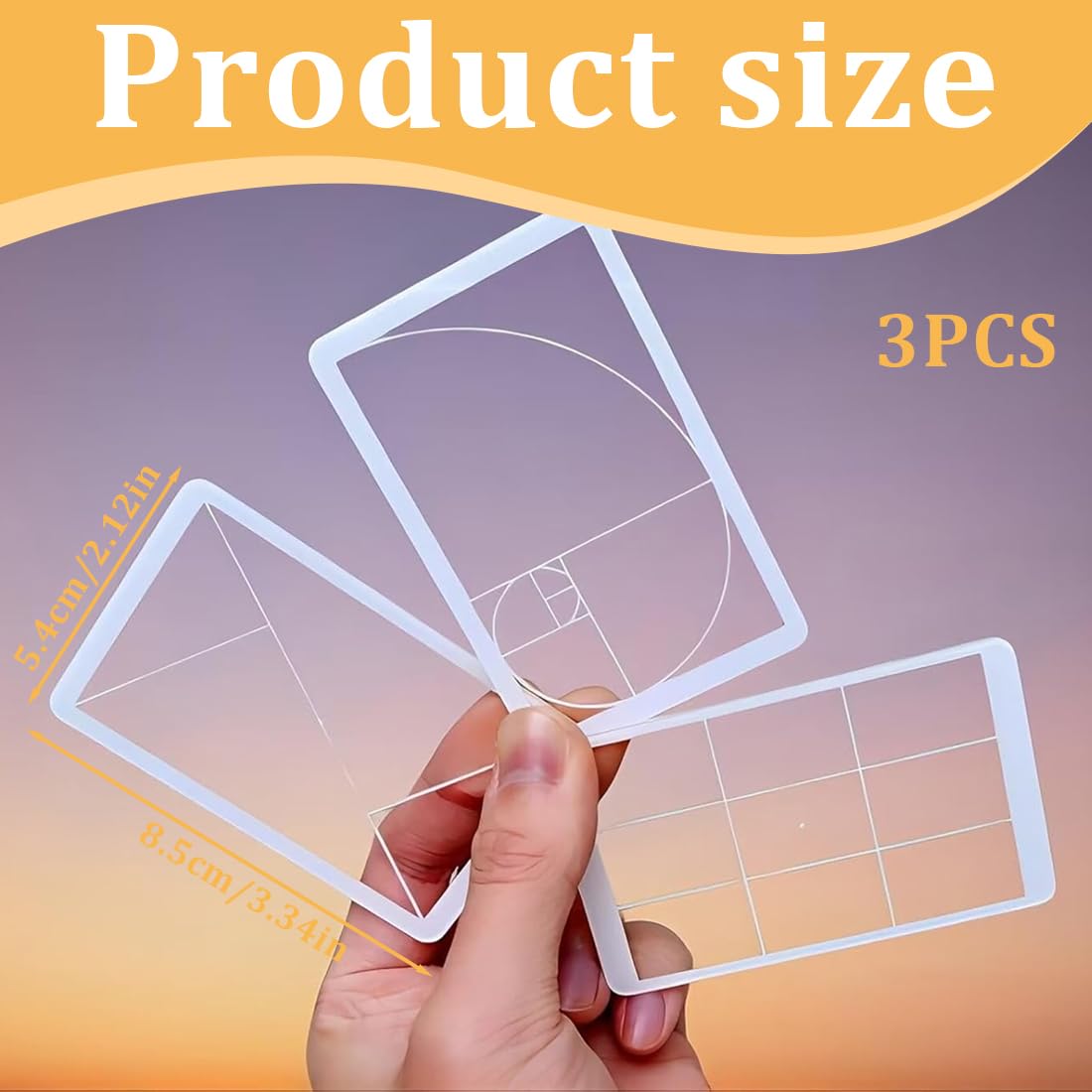 3 Piezas Golden Ratio View Finder, Fibonacci Composition View Finder, herramienta de composición de fotos Fibonacci Viewer Fotografía Tercera Regla Herramienta de composición