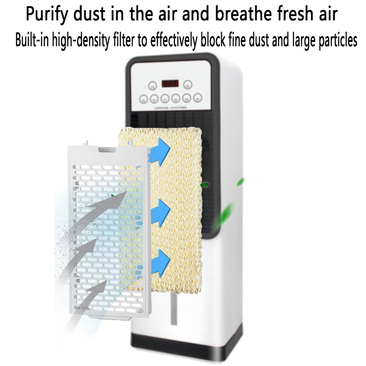 Enfriador de aire evaporativo portátil 3 en 1 con tanque de agua de 3 litros, 4 modos, 3 velocidades, control remoto, oscilación de 120°, temporizador de 12 horas para refrigeración de habitaciones