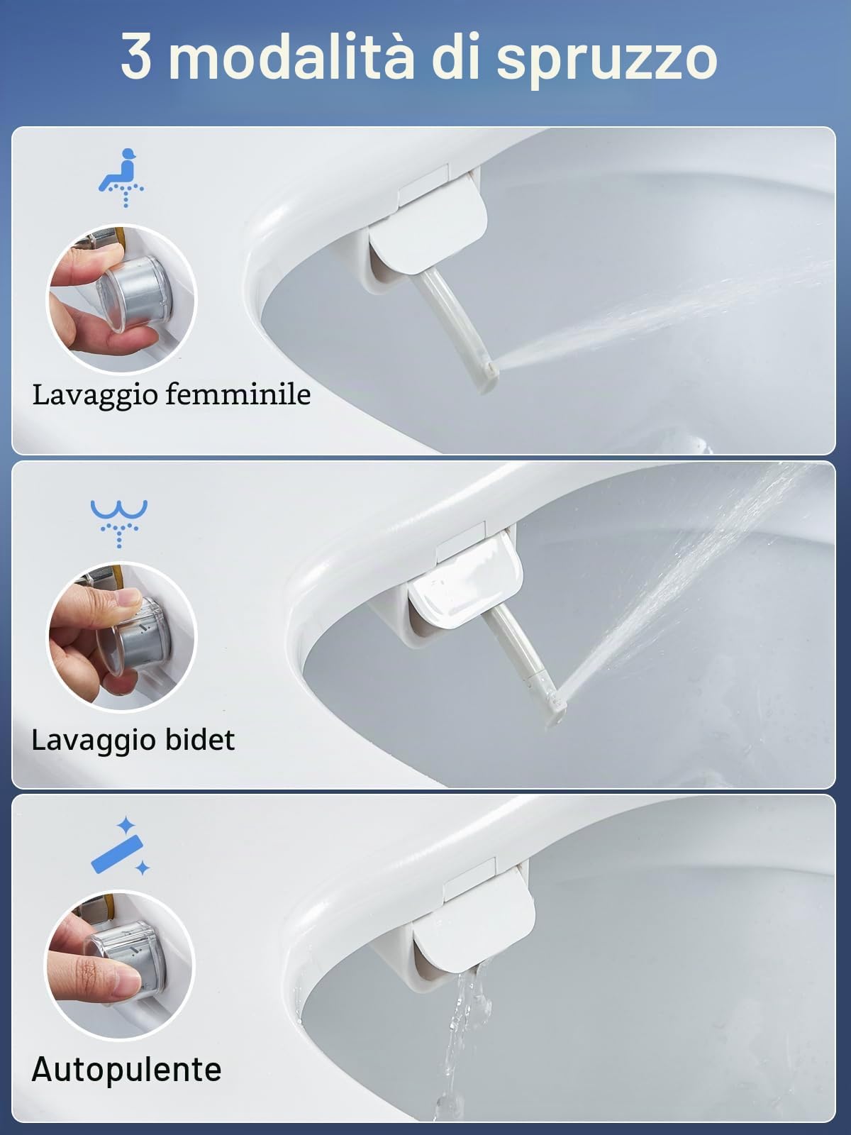 YEAUPE PRO Tavoletta WC Forma O in Urea Non Elettrico con Bidet, Soft Close | Sedile WC con acqua regolabile, sgancio rapido, facile pulizia e installazione semplice, adatto per WC domestici forma O