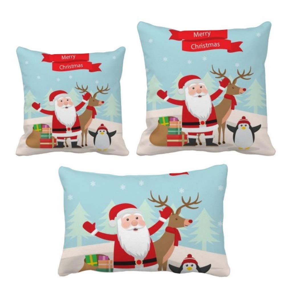 Housse de coussin Noël avec motif pingouin pour cocooning au salon en hiver