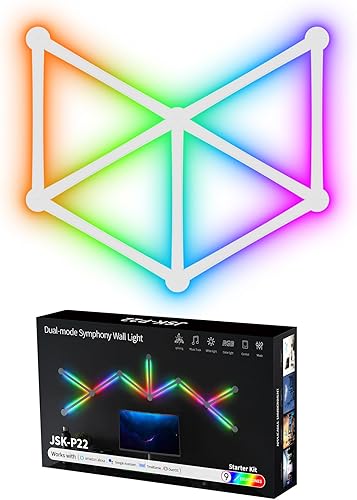 Miniatura 1 de TOHETO Luz de pared RGB, luces LED de empalme de geometría para juegos, luces modulares retroiluminadas con Wi-Fi que cambian de color, luces de
