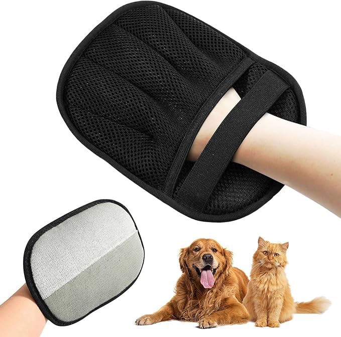 Cxqbsmy Static Remover Pet Grooming Gloves, Gentle Hair Removal Mitt for Dogs Cats Double-Sided Deshedding Brush