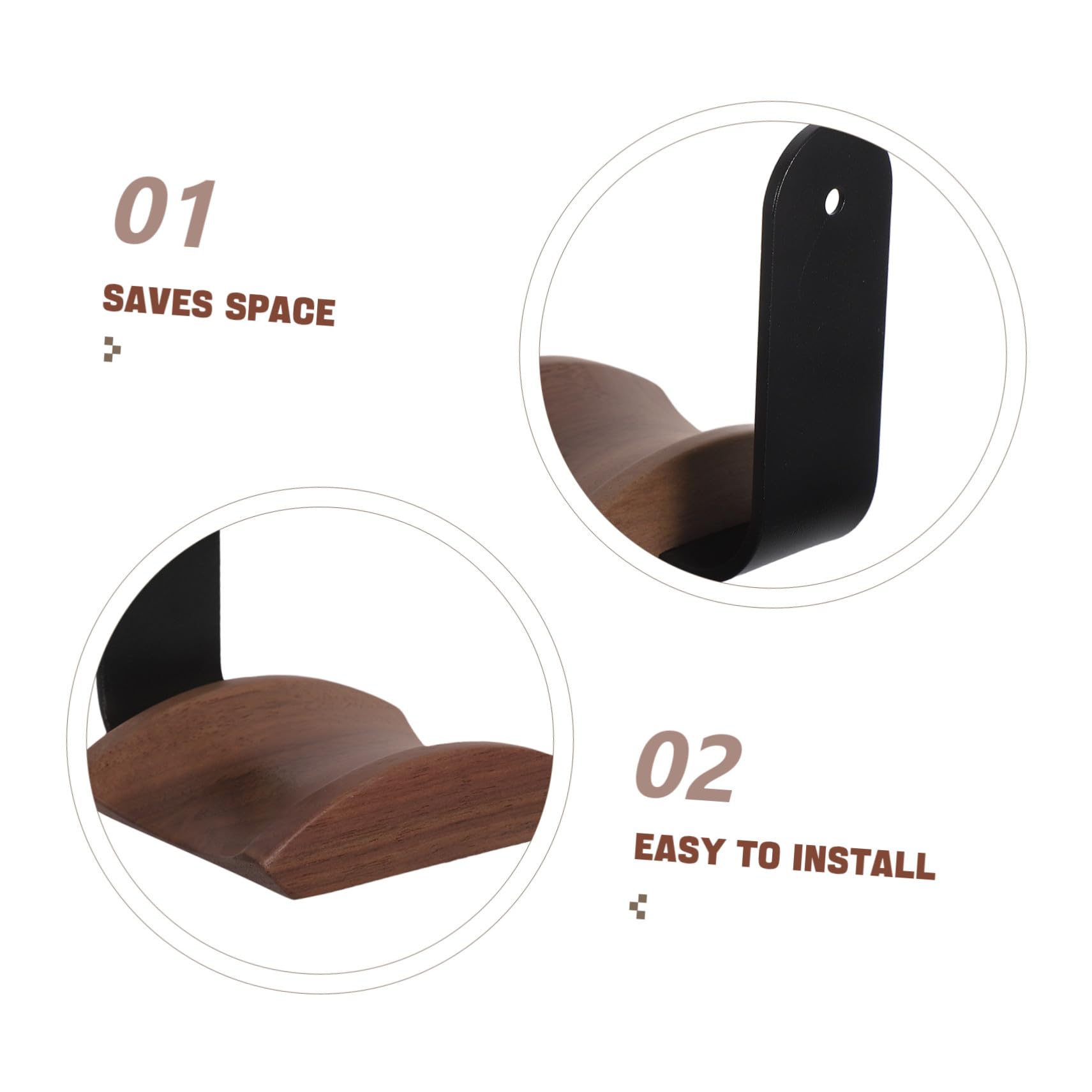 Homoyoyo Soporte para Auriculares de Pared Madera de Nogal Montaje Rápido Soporte Compacto y Resistente para Gaming y Música Organizador para Escritorio y Decoración Hogar