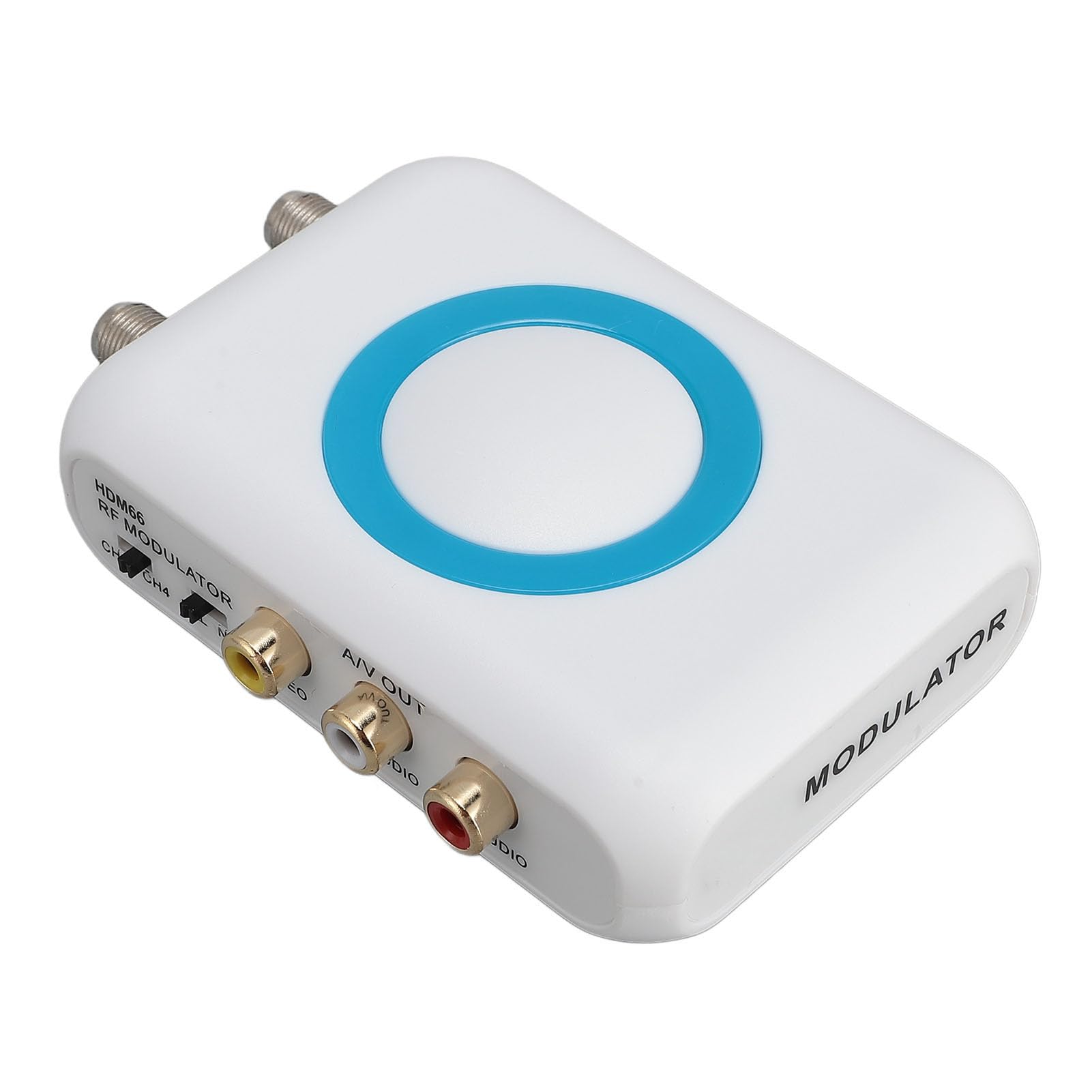 RF Modulator, HDMI to Coaxial RF R CA Converter VHF Modulator Adapter with Female F Type Antenna in Out for DVR Laptop Cable Box HD Digital Video to AV Analog Coax NTSC TV