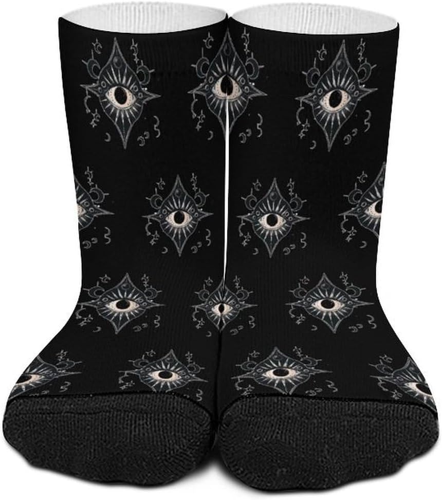 Gothic Blackcraft Wiccan Witch Pagan Eye Knee High Socks Athletic Long Stockings Sport Casual Crew Tube Sock Boot