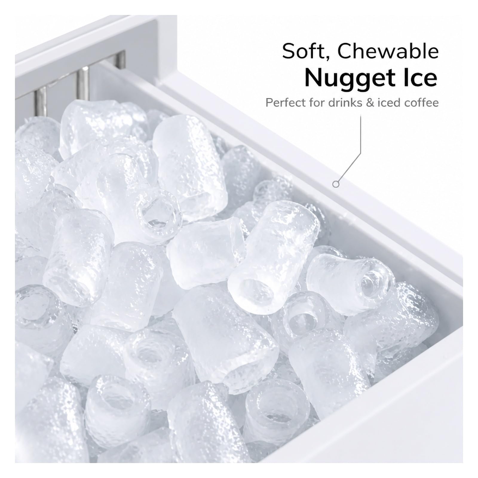 Máquina de hielo, Encimera portátil para fabricar hielo en 6 minutos, máquina compacta para el hogar, la cocina y la casa rodante, autoservicio con cuchara