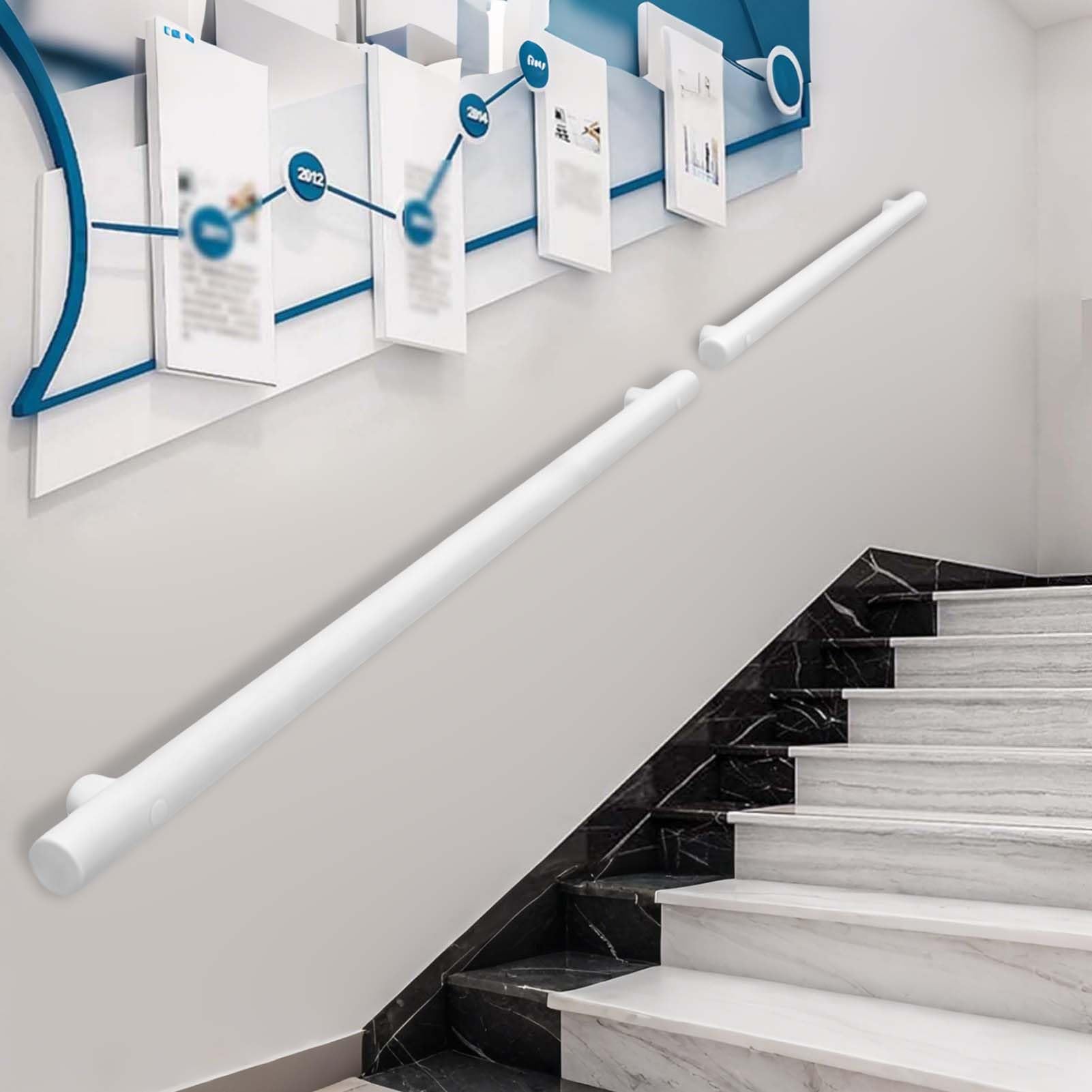 FKXSXAZ Stainless Steel Staircase Handrail, Wall Mount Metal Hand Rail for Steps Grab Bars, Industrial Pipe Stair Railing Home Garden Corridor, Lofts Decking(14ft/420cm)