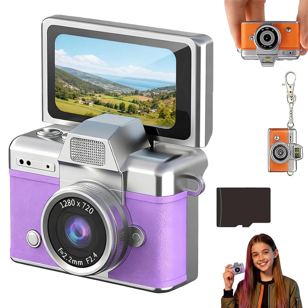 Mini Digital Camera with 1.47 in LCD Screen, 2026 Upgrade 1080p Retro CCD Camera Keychain with 32/64gb Card, Built-in Flash, Flip Screen Mini Cameras for Travel & Daily Use(Style A,32GB)-image-42