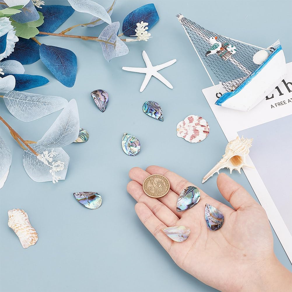 8Pcs Natural Shell Charms Abalone Shell Dangle Charms Colorful Oval Pendants Teardrop Shape Pendants for DIY Bracelets Earring Necklace Jewelry Making,Hole:1mm - Image 6