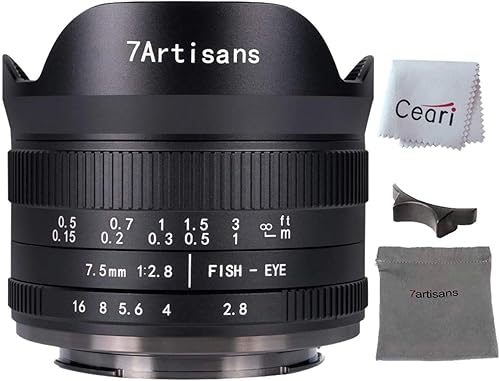 Miniatura 15 de 7artisans 7.5mm F2.8 II Fisheye Lens APS-C 190° Ultra Wide Angle Manual Fixed Lens, Compatible with Sony E-Mount A7, A7II, A7R, A7RII, A6500, A6300