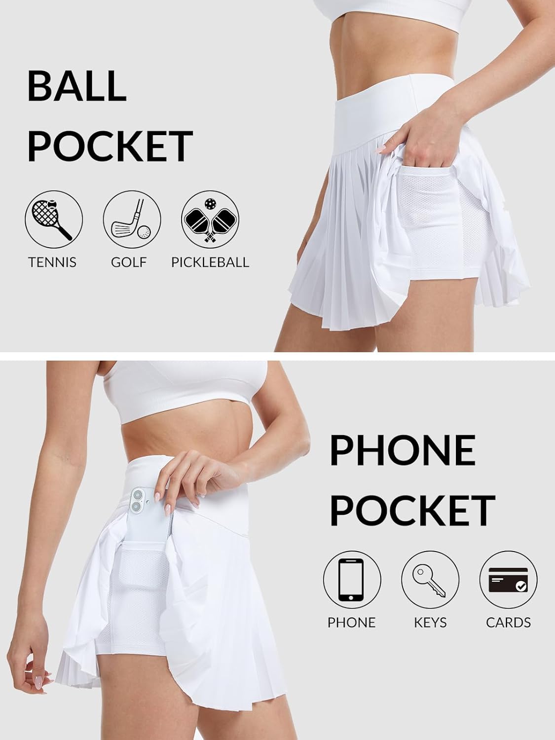 Womens Pleated Tennis Skirt with Pockets High Rise Golf Skorts Athletic Pickleball Skirts Mini Skort