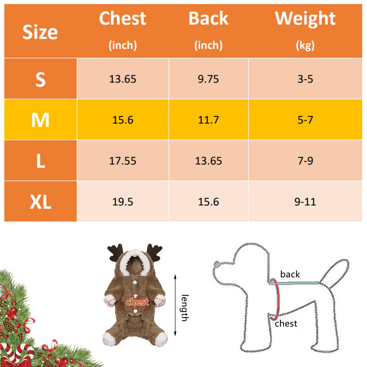 1-Piece Festive Moose-Themed Dog Outfit, Adorable Reindeer Christmas Costume for Small Breeds Like Teddy Yorkie & Chihuahua - Image 2