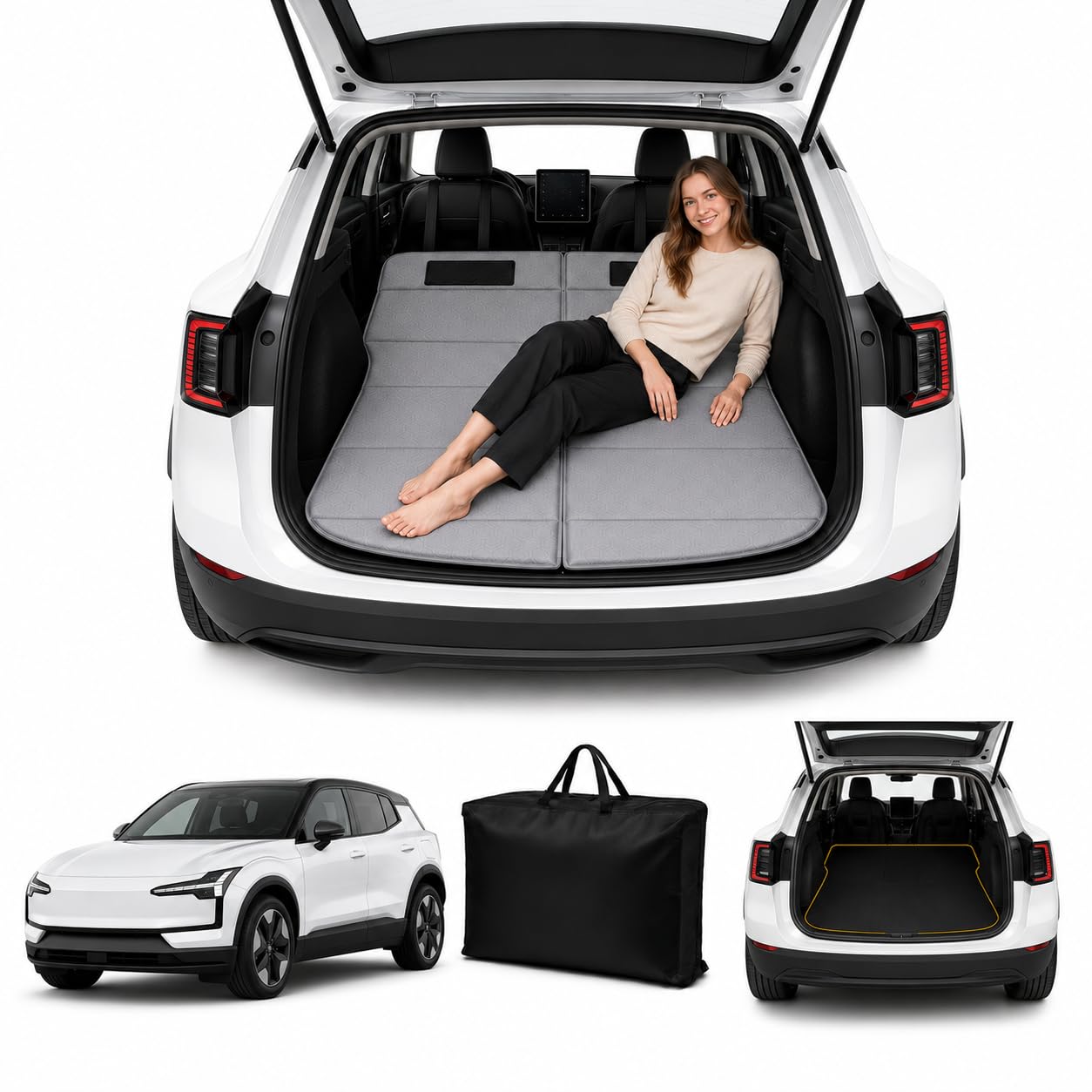 Car Mattress for 2025–2026 Volkswagen Tiguan, Upgraded Non-Inflatable Thickened Foam SUV Car Camping Mattress, Foldable Trunk Sleeping Pad Car Bed Mattress for Road Trips Camping Travel