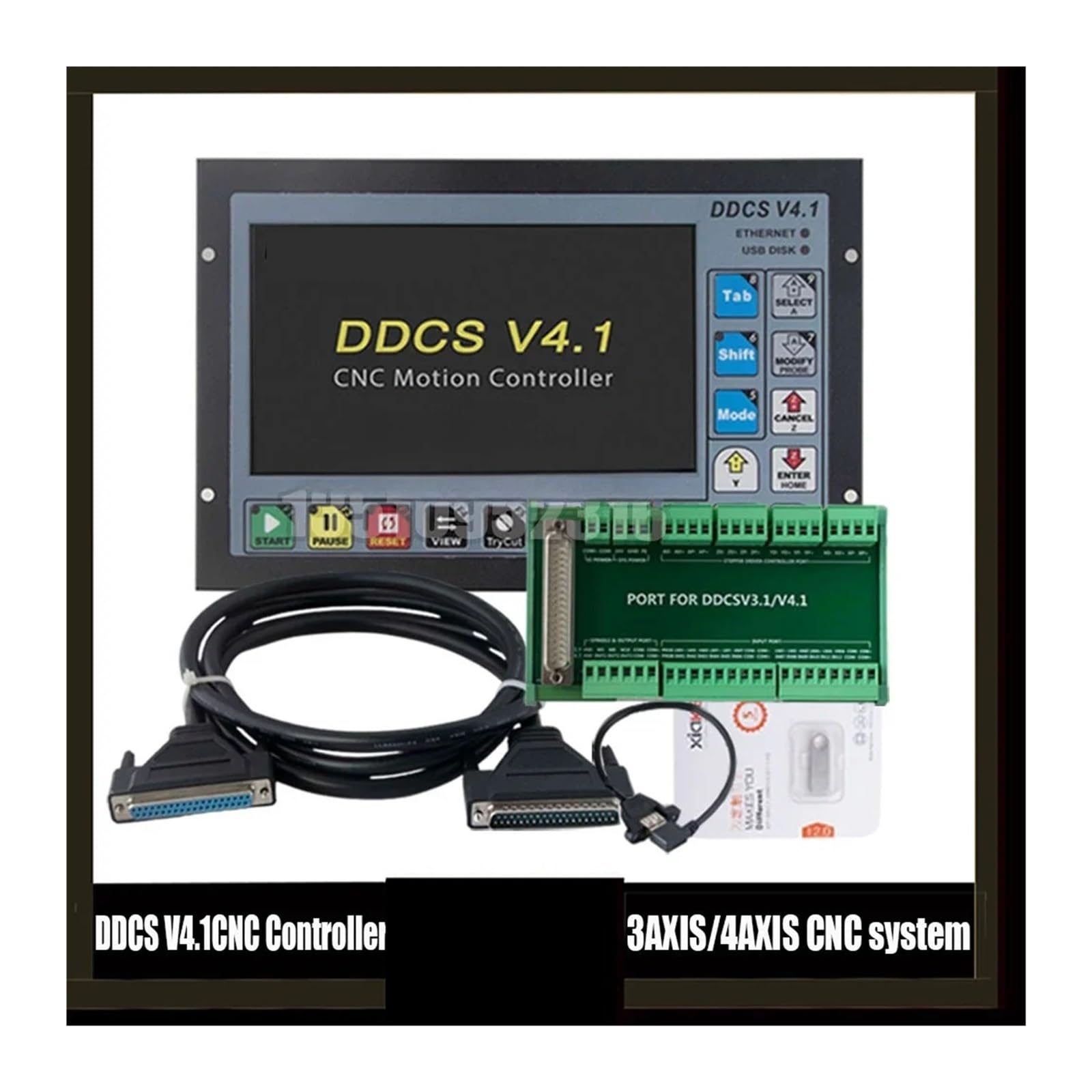 Controlador CNC, DDCS V4.1 3/4 Axis Independent Offline Controller Machine Tool Engraving And Milling Cnc Motion Control System,Compatibilidad(4 Axis)