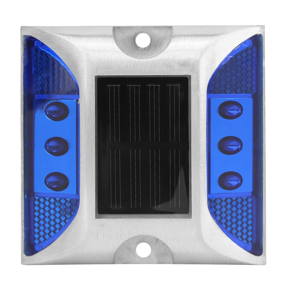 Gavigain Solar Driveway Dock Lights, LED Road Reflector, Waterproof Outdoor Driveway Road Highway Spike Lamp,Road Ground Light for for Road,Deck,Dock,Driveway,Garden (Blue)