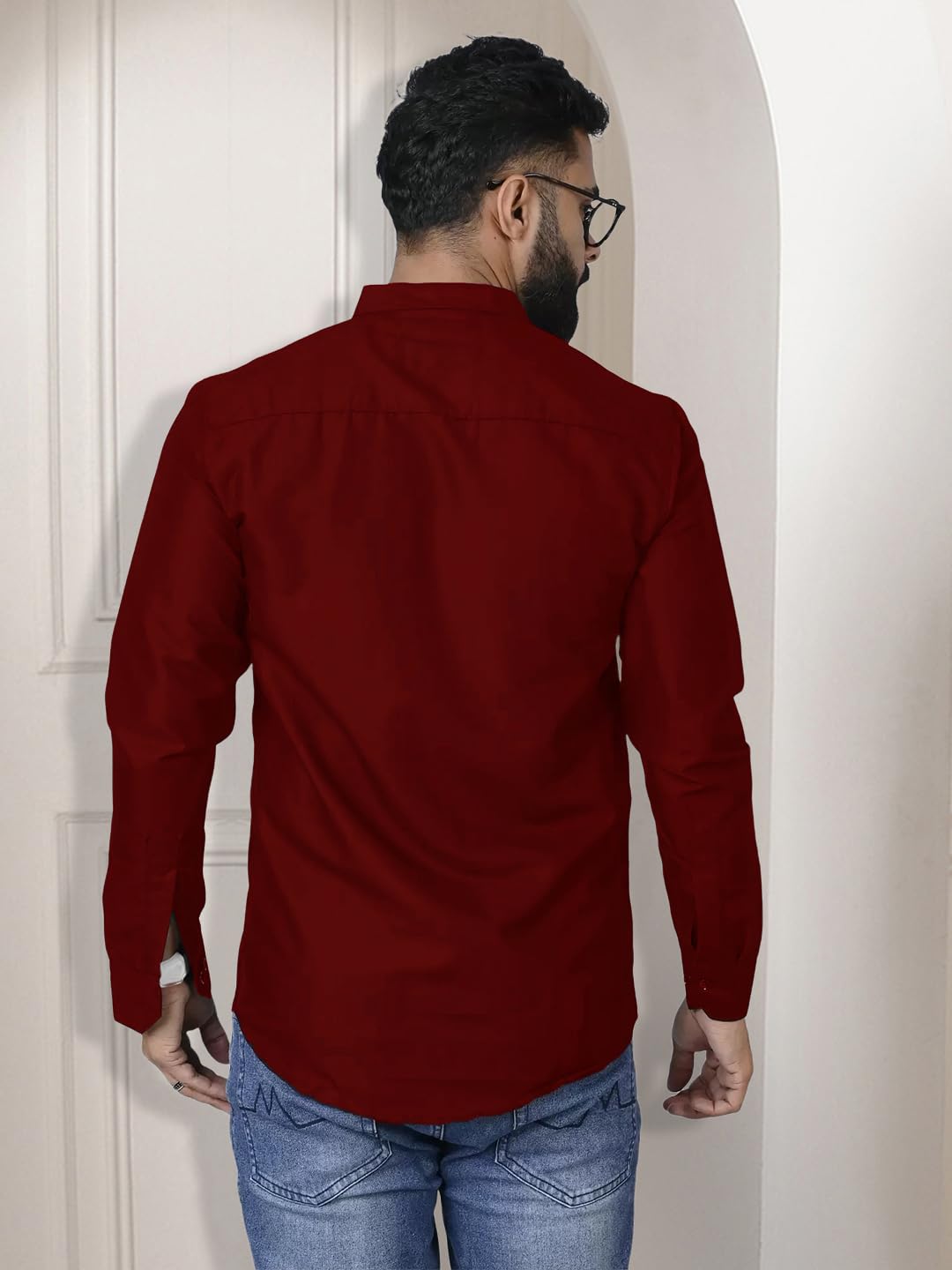 Pinkmint Camisa para hombre de algodón con cuello extendido, botones, manga larga, para el hogar, regular, hogar (paquete de 1), color morado