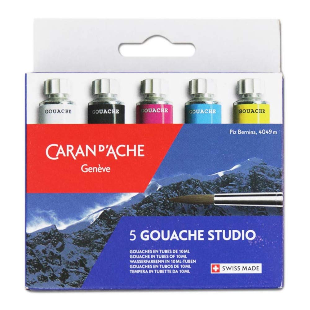 Caran D'ache Gouache Studio 5 Primary Colours - 5×21Ml Tubes - Assorted Colours