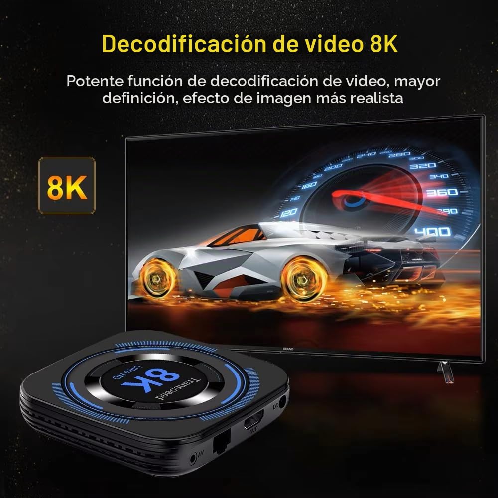Decodificador Inteligente ATV Allwinner H313 ATV con Android 13 y Aplicaciones de TV, Bluetooth 5.0, Doble WiFi, 100 LAN, Control de Video 8K 4K, 3D (MX10 32g)