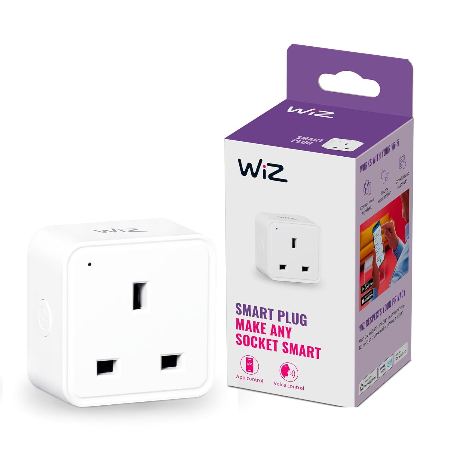 Smart Plug WiFi Connected. App Control for Home Indoor Lighting Automation, Livingroom, Bedroom.