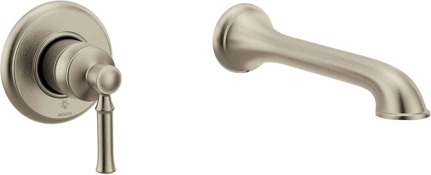 Dartmoor Brushed Nickel Single Handle Wall Mount Tub Filler High Flow Tub Faucet with 10" Spout Reach, WT681BN