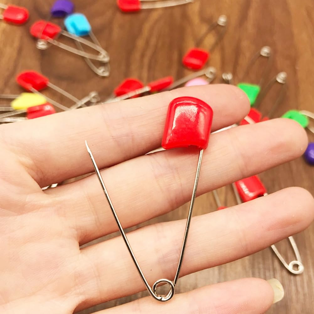 50 unidades de 54 mm multicolor para niños, imperdibles de seguridad de acero inoxidable, alfileres para pañales con cierre de bloqueo, agujas de seguridad para niños, para coser ropa