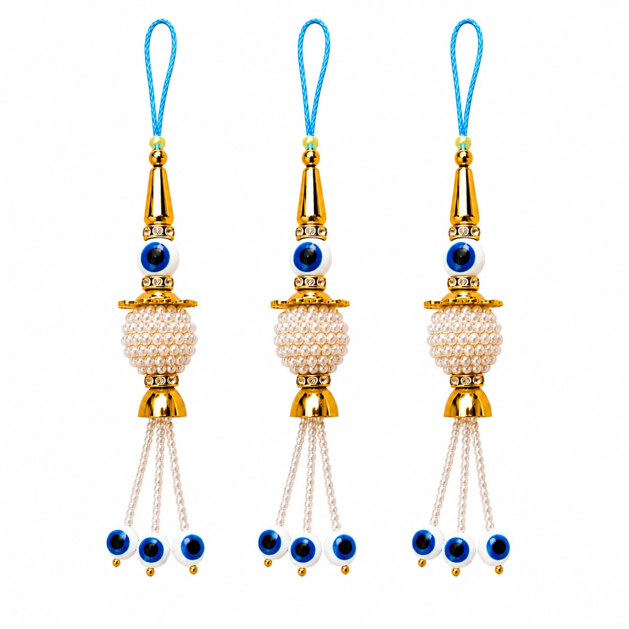 Designer Nazar Lumba Rakhi for Sister in Law, Premium Evil Eye Hanging Pearl Rakhi, Handmade Bhaiya Bhabhi Raksha Bandhan Gift, Roli Chawal Pack-image-6