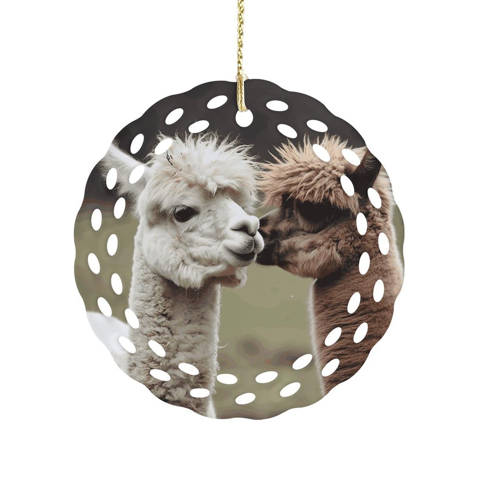 Fekiloot Women's Style Funny Alpaca Ceramic Ornaments 3 Inch Round,Holiday Keepsake For ,Girls,Pet Owners,Hanging Ornament Gifts Idea For Home