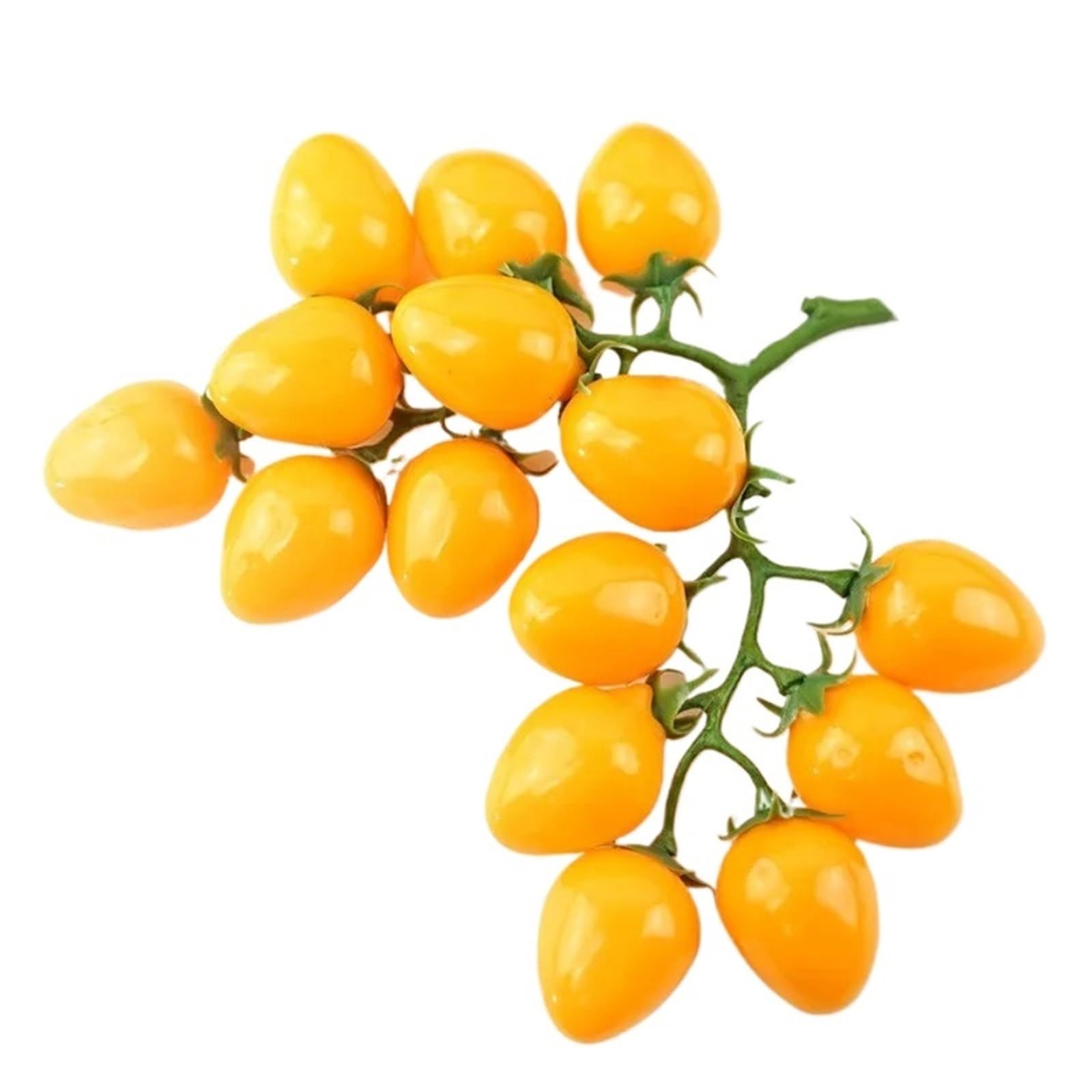 Wuyxto Yellow Cherry Tomato 2Pcs Simulation Tomatoes Fake Fruit Skewers Tomato Models Artificial Small Photography Props For Party(Yellow Cherry Tomato)