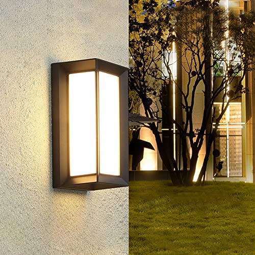 Lámpara de pared, 12 W LED para interiores/exteriores, apliques de pared externos, lámpara de pared impermeable con pantalla acrílica, paquete de pared rectangular de aluminio, luz para entrada,