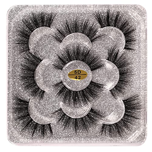 Zenotti False Eyelashes Natural Fluffy Faux Mink Lashes Cat-Eye 3D Fake Eye Lashes 5 Pairs Pack for Mother's Day