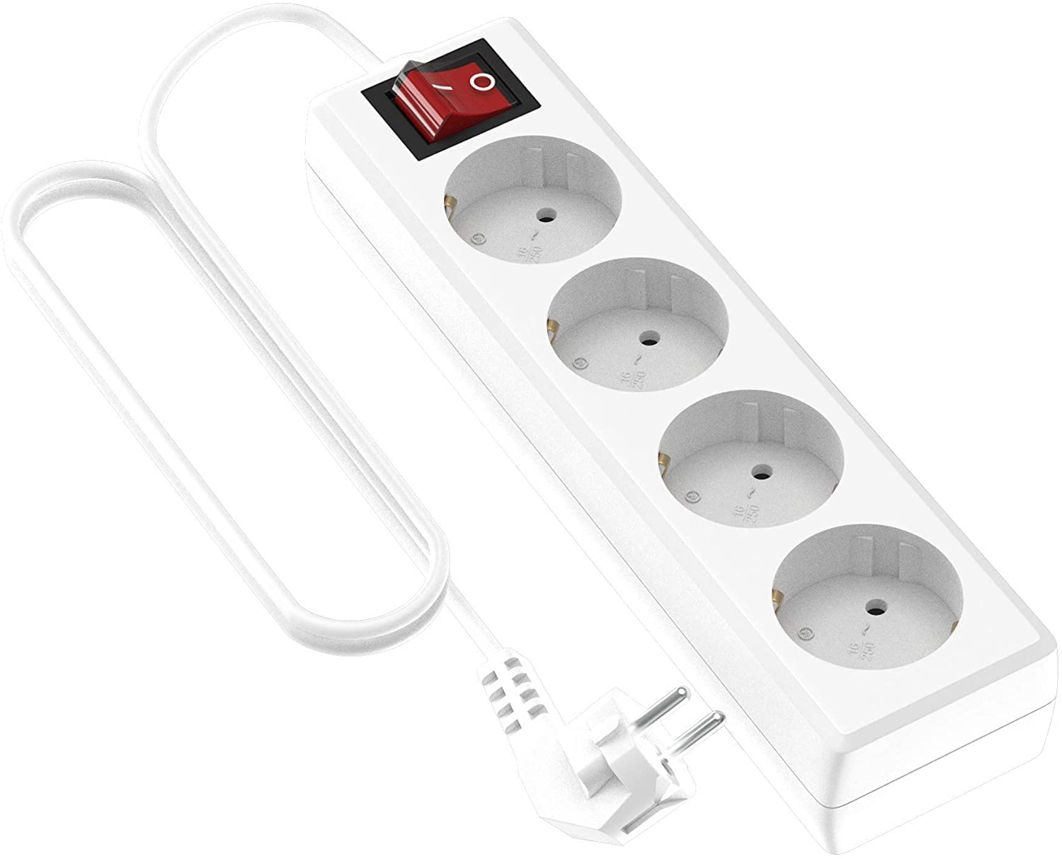 Garza Power - Regleta de 6 enchufes con Interruptor y Toma de Tierra | Ladrón múltiple de 1.4 Metros | hasta 3680W | Protección Infantil |Cable H05W-F 3G | Color Blanco — view 8